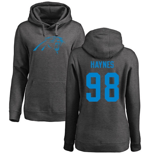 Carolina Panthers Ash Women Marquis Haynes One Color NFL Football #98 Pullover Hoodie Sweatshirts